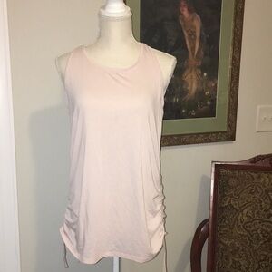 Athleta racer back tank top light peach size L side drawstrings